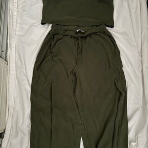 Princess Polly Olive Green Wide Leg Drawstring Pants